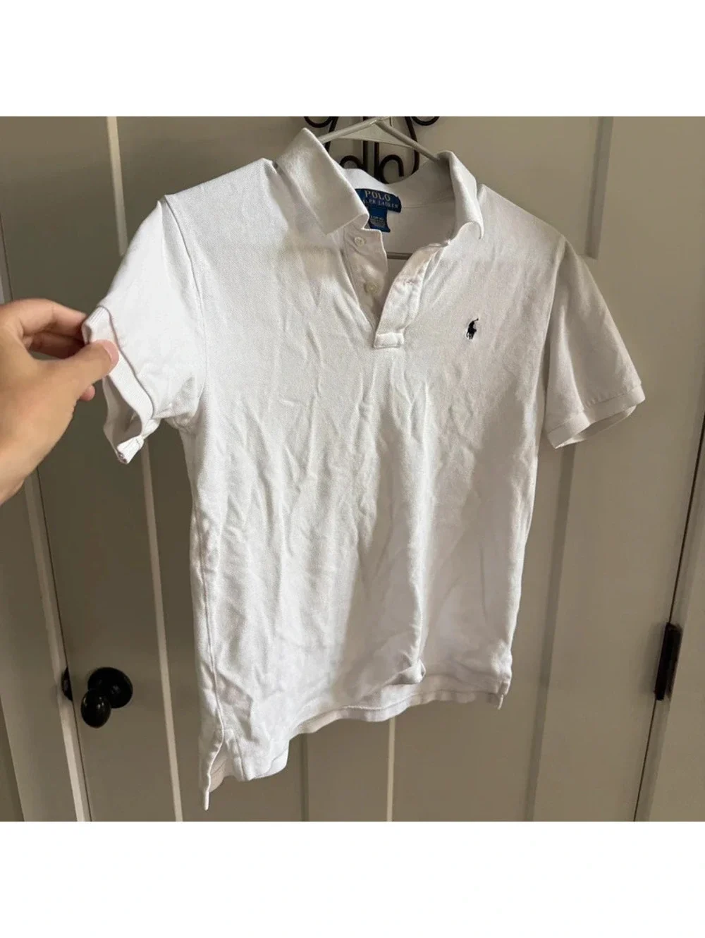 Polo Ralph Lauren Youth L 14-16 Polo Shirt Lot White Black Pony Logo Cotton (2)